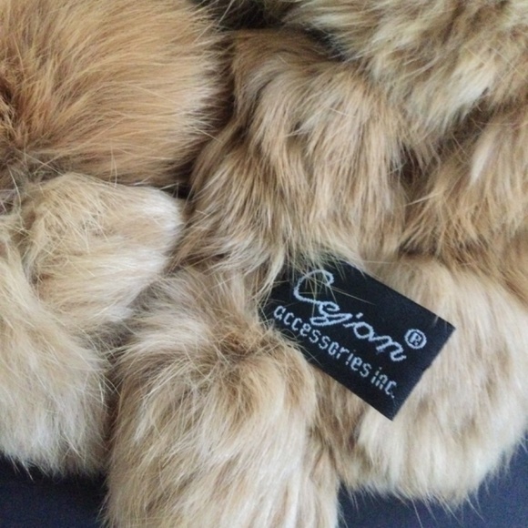 Cejon 100% Rabbit Fur Accessory Ball Long Scarf In Rich Caramel Color - Picture 4 of 4